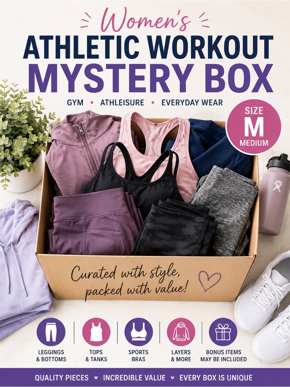 Women’s Athletic Workout Mystery Box – Size Medium (M)